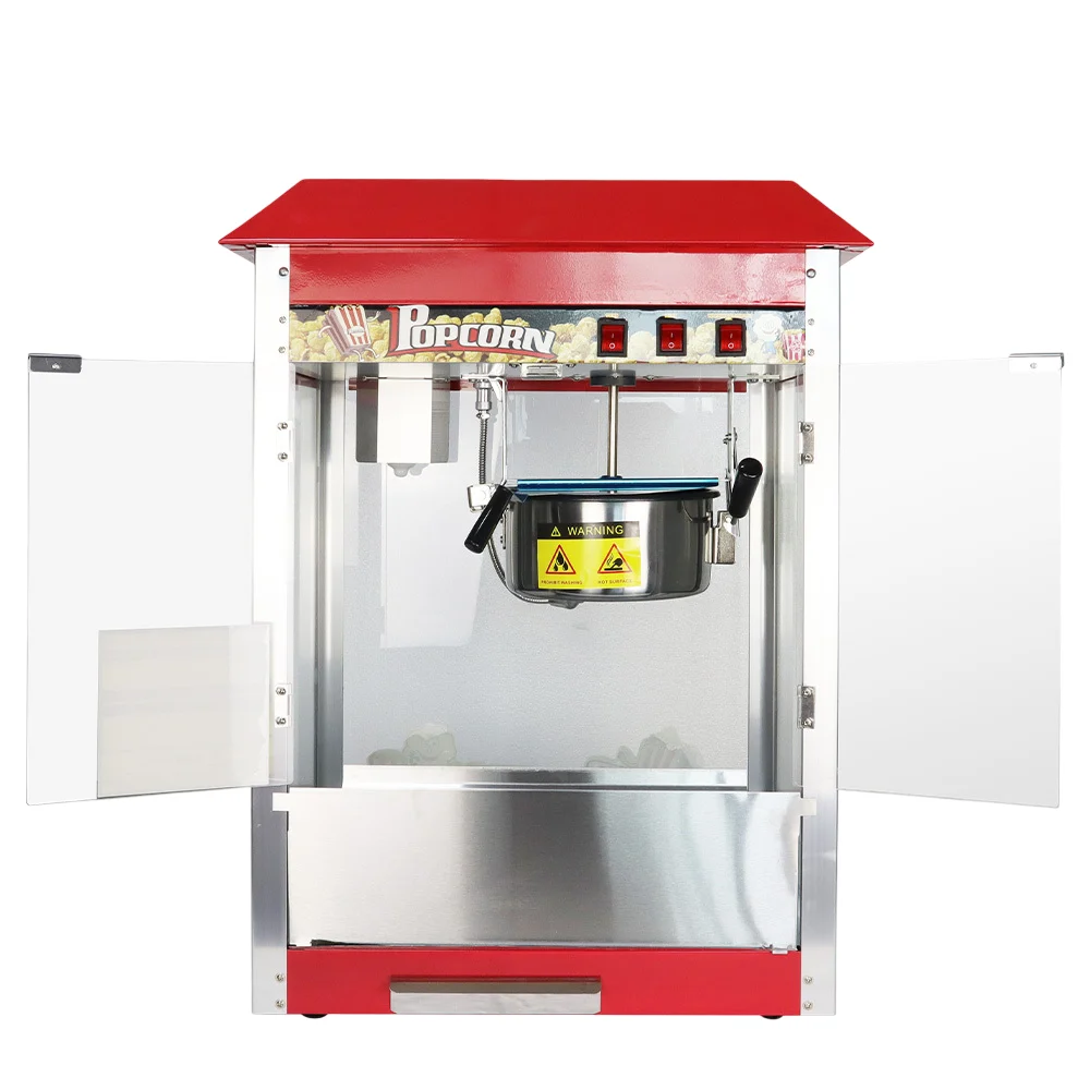 Commercial popcorn machine 1440W heavy duty popcorn maker for cinemas cafes and events Kenya The Commercial Popcorn Machine features a 1440W heating system, stainless steel kettle, transparent glass panels, and warming deck. Built for high-volume popcorn production in cinemas, cafes, supermarkets, and events across Kenya. Durable, easy to use, and easy to clean.